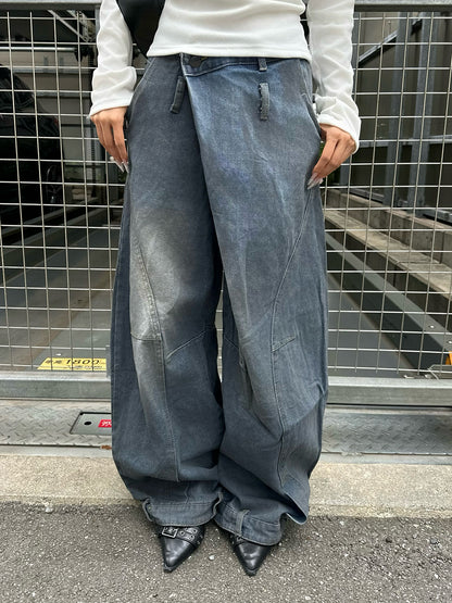 クロスウエストワイドカーブデニムパンツ