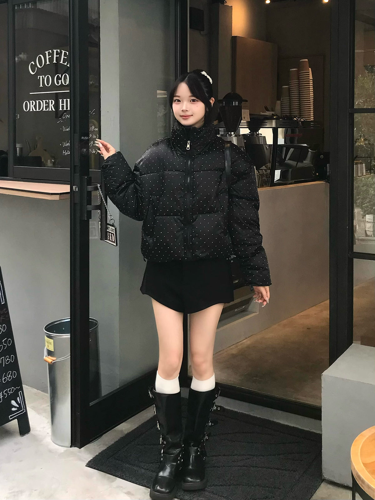 ラインストーンパデッドブルゾン