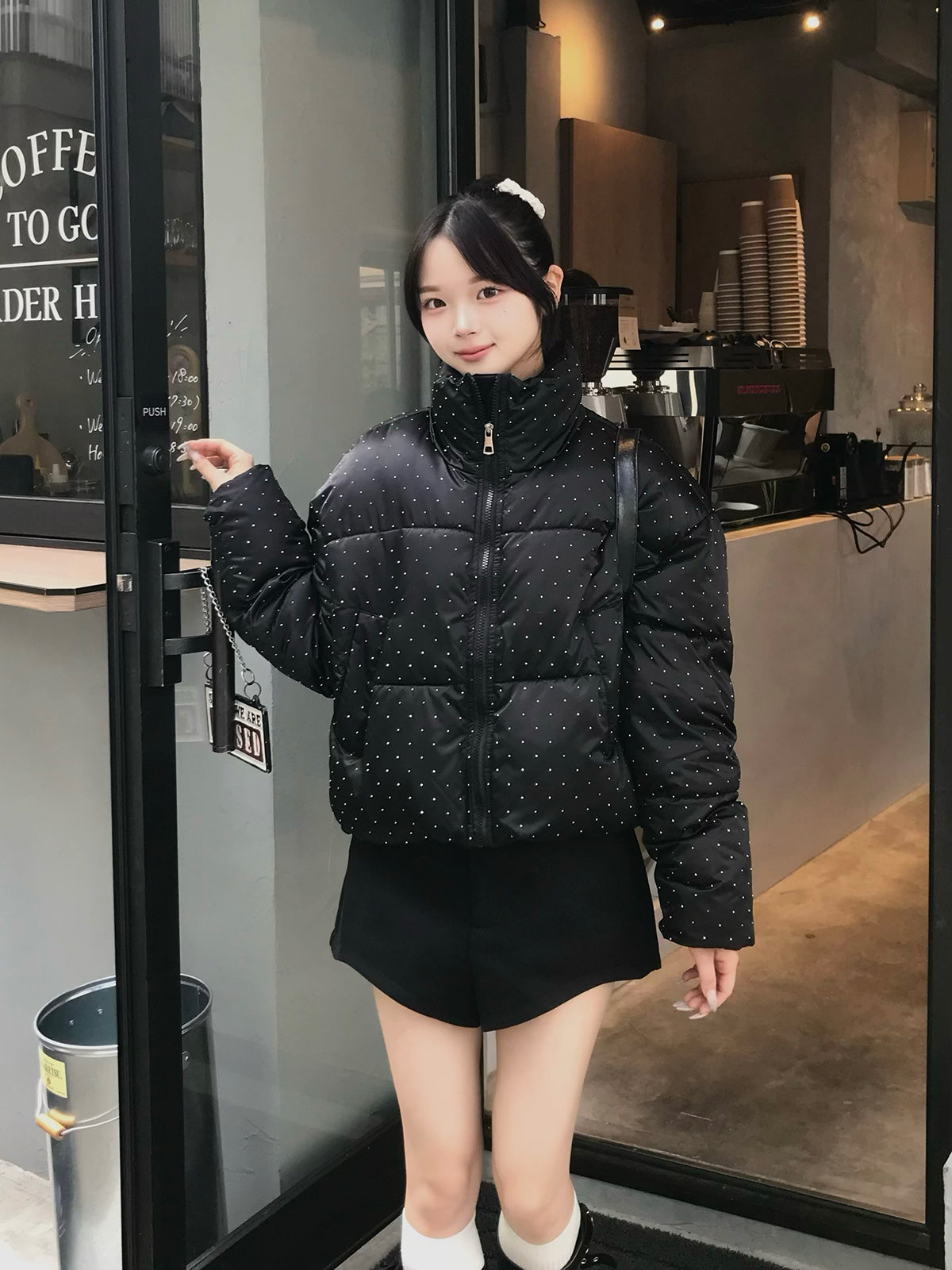 ラインストーンパデッドブルゾン