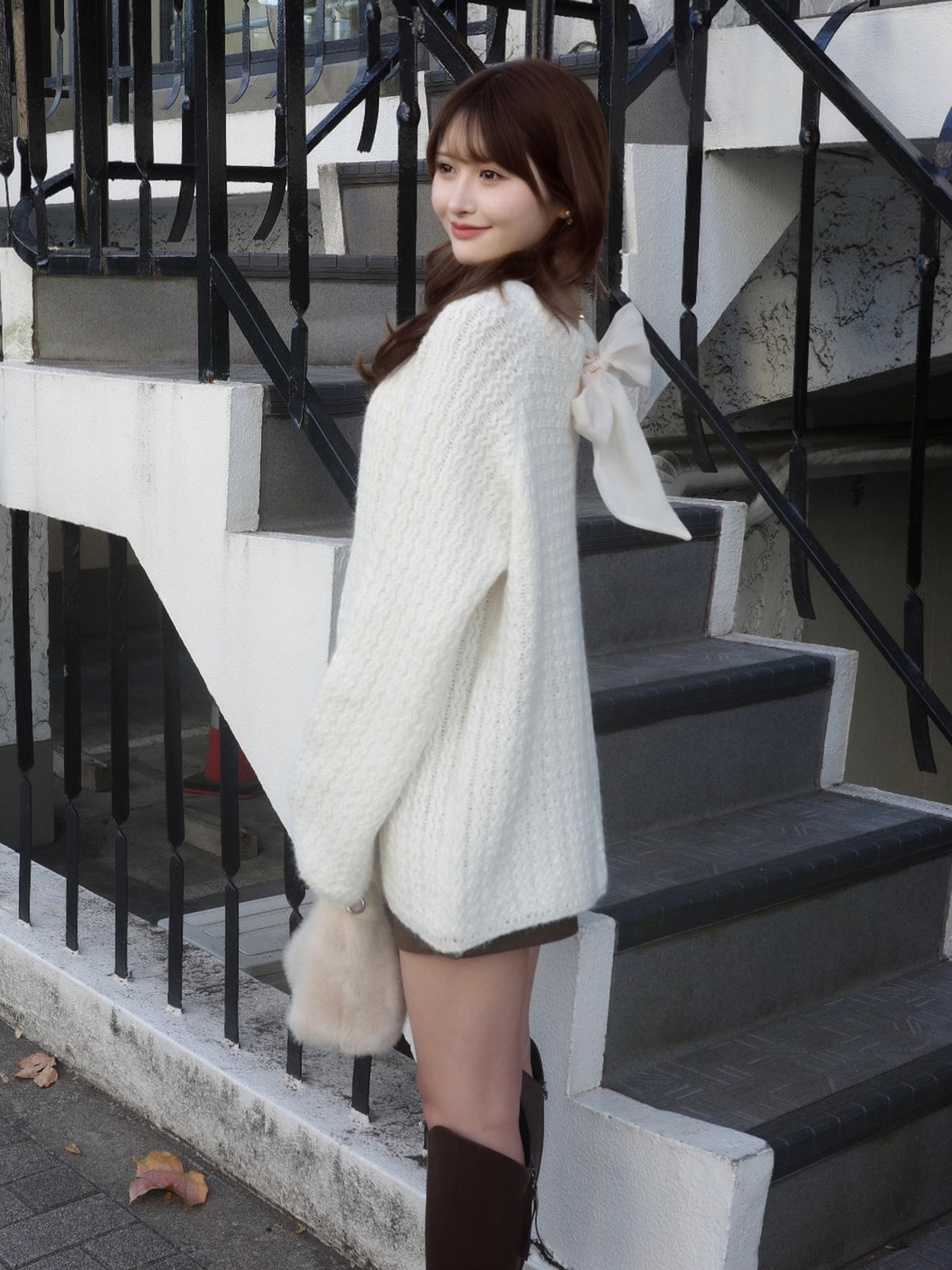 レースリボンルーズラメニット