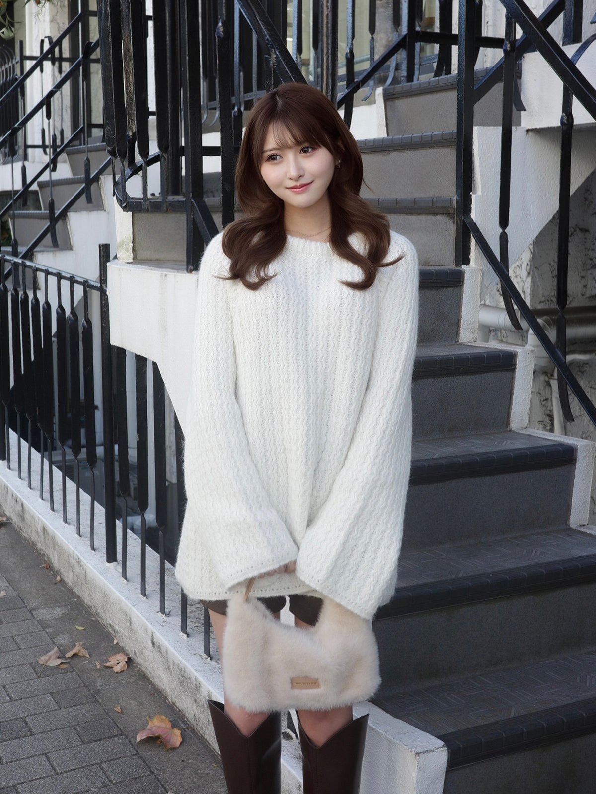 レースリボンルーズラメニット