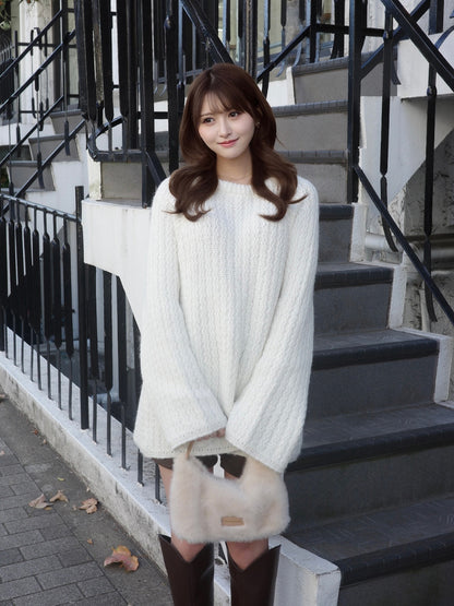 レースリボンルーズラメニット