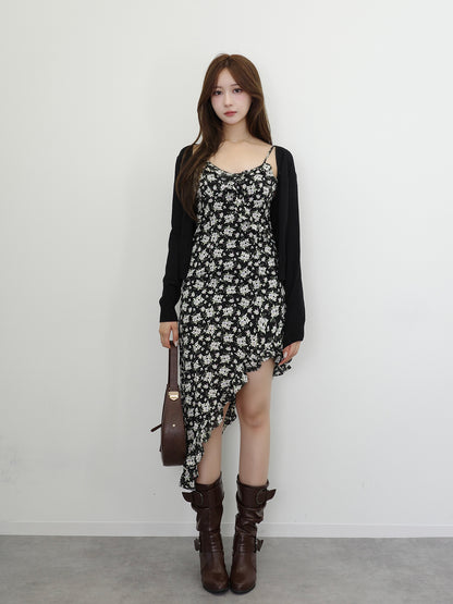 アシメフラワーキャミワンピセット