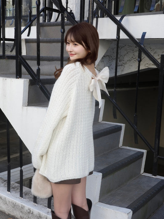 レースリボンルーズラメニット