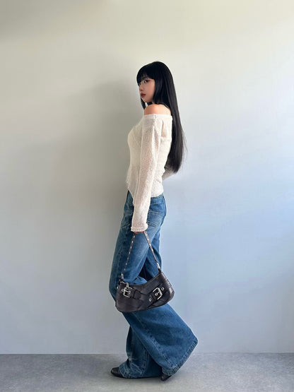 刮痕洗水牛仔褲