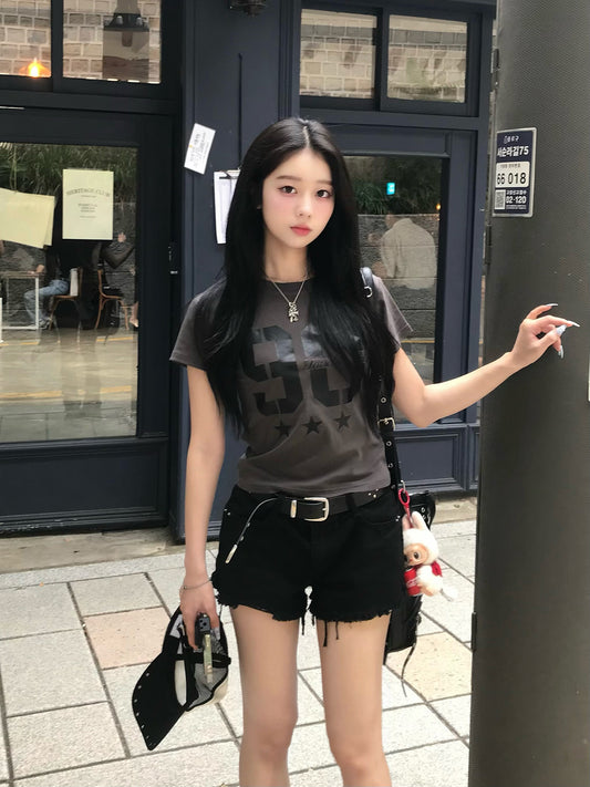 ナンバーロゴモノトーンTシャツ