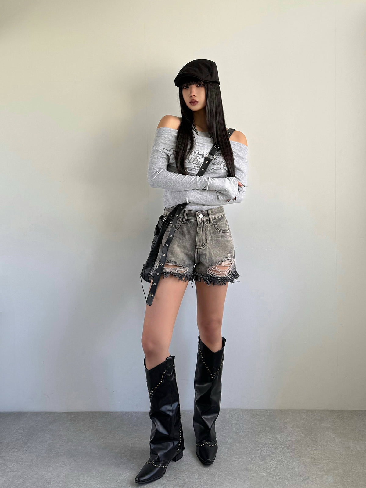 Distressed Denim Shorts