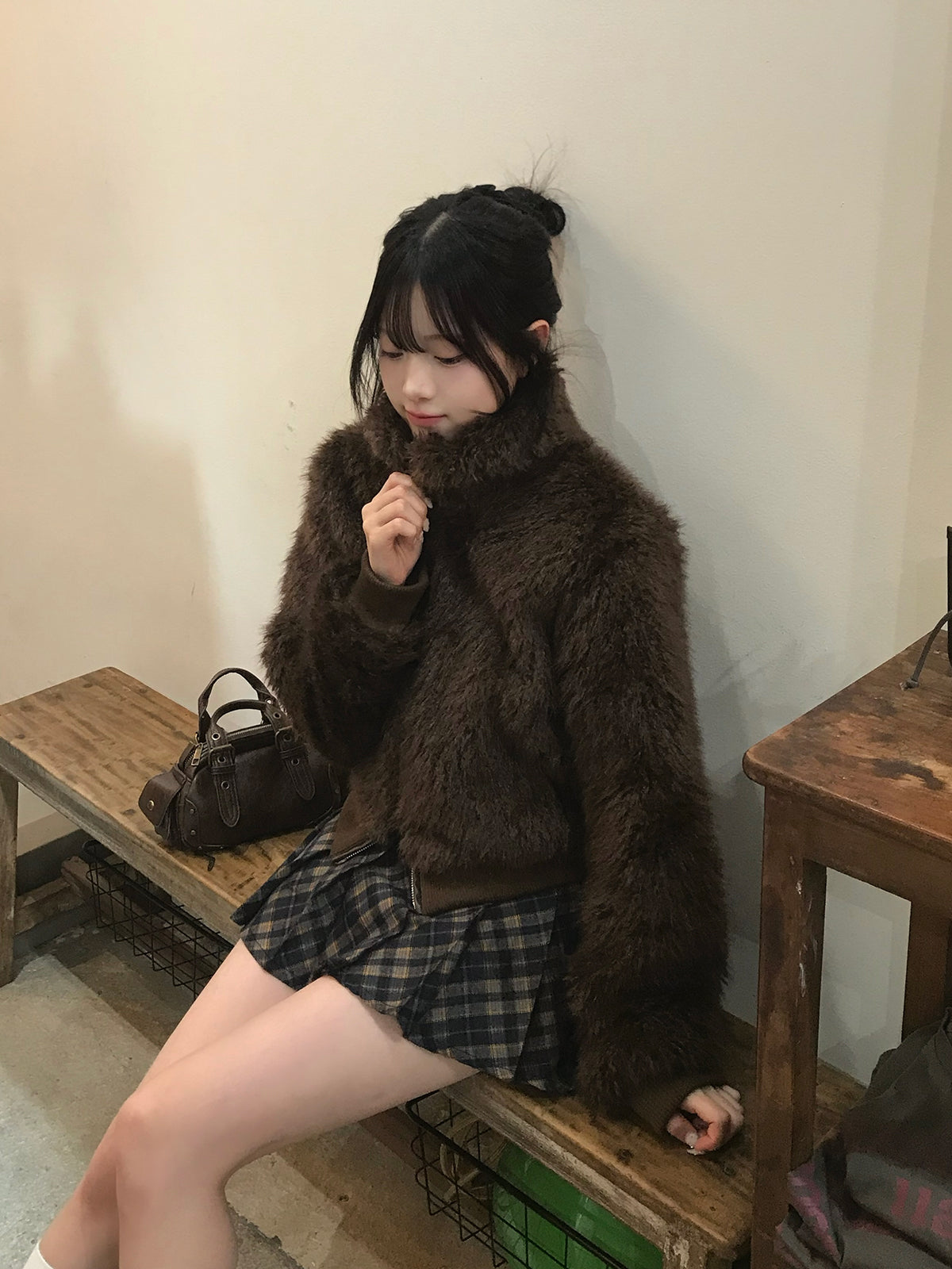 ファーライクダブルジップブルゾン