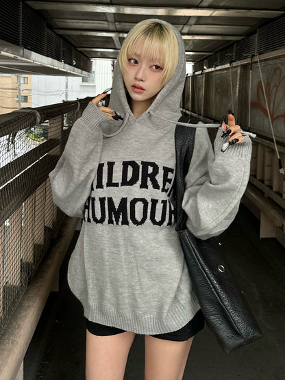 レタリングロゴフーディーニット