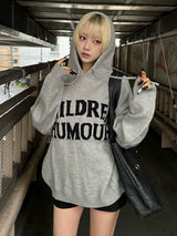 レタリングロゴフーディーニット - グレー