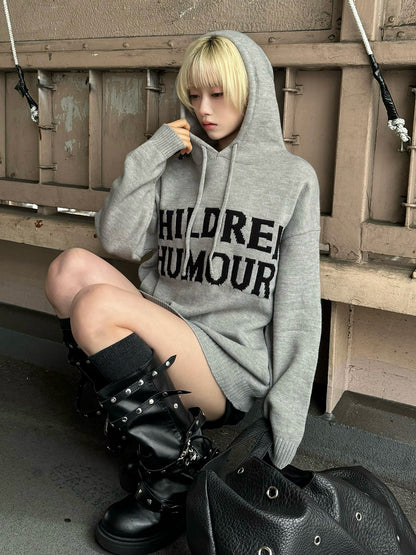 レタリングロゴフーディーニット