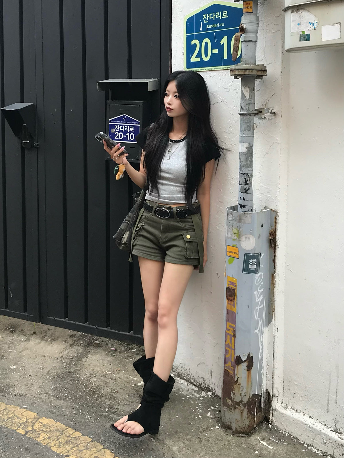 グリッターロゴラグランTシャツ