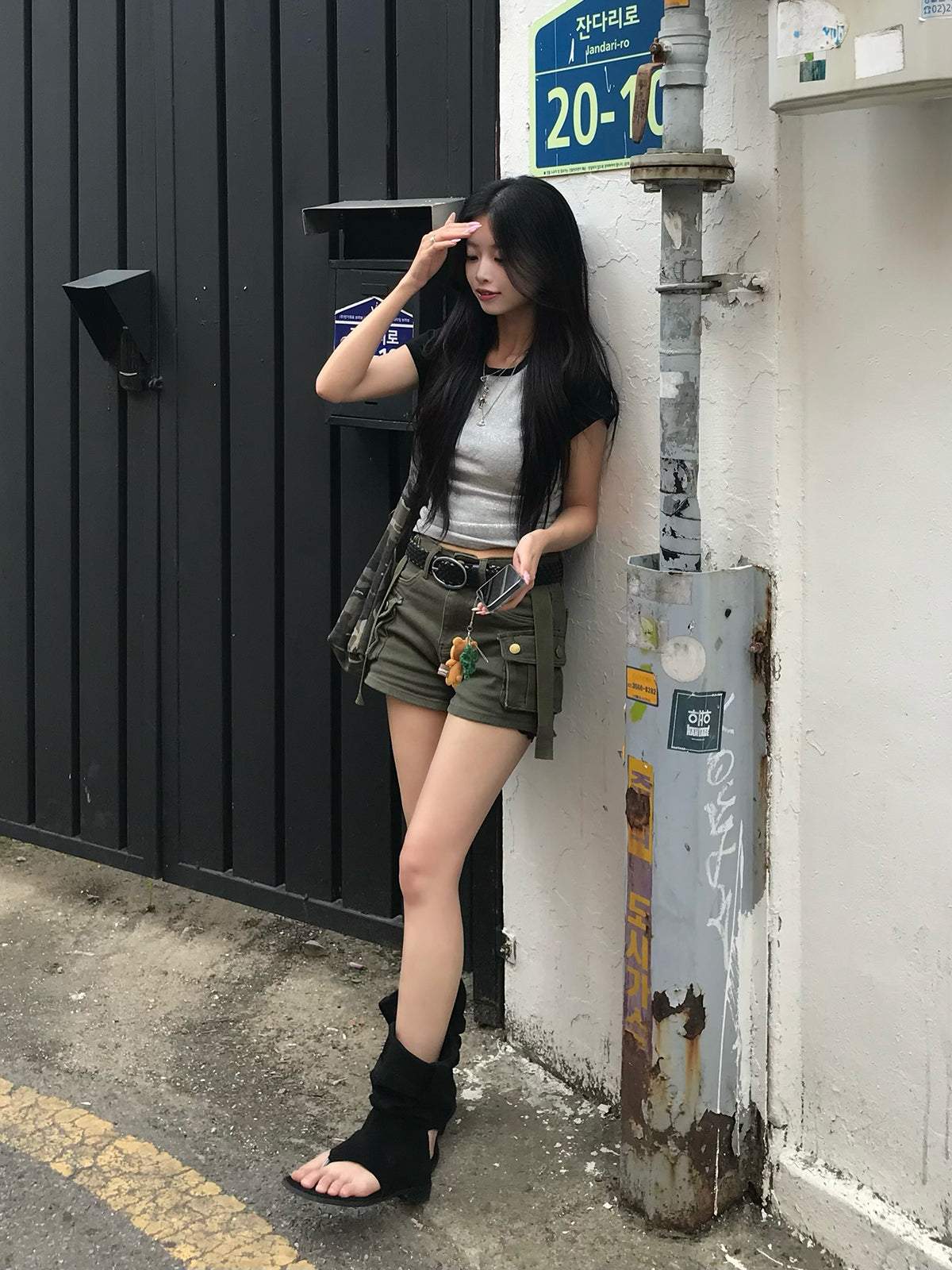 グリッターロゴラグランTシャツ