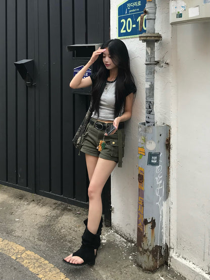 グリッターロゴラグランTシャツ