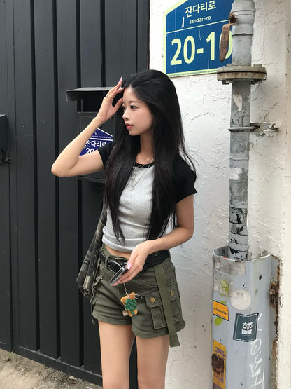 グリッターロゴラグランTシャツ