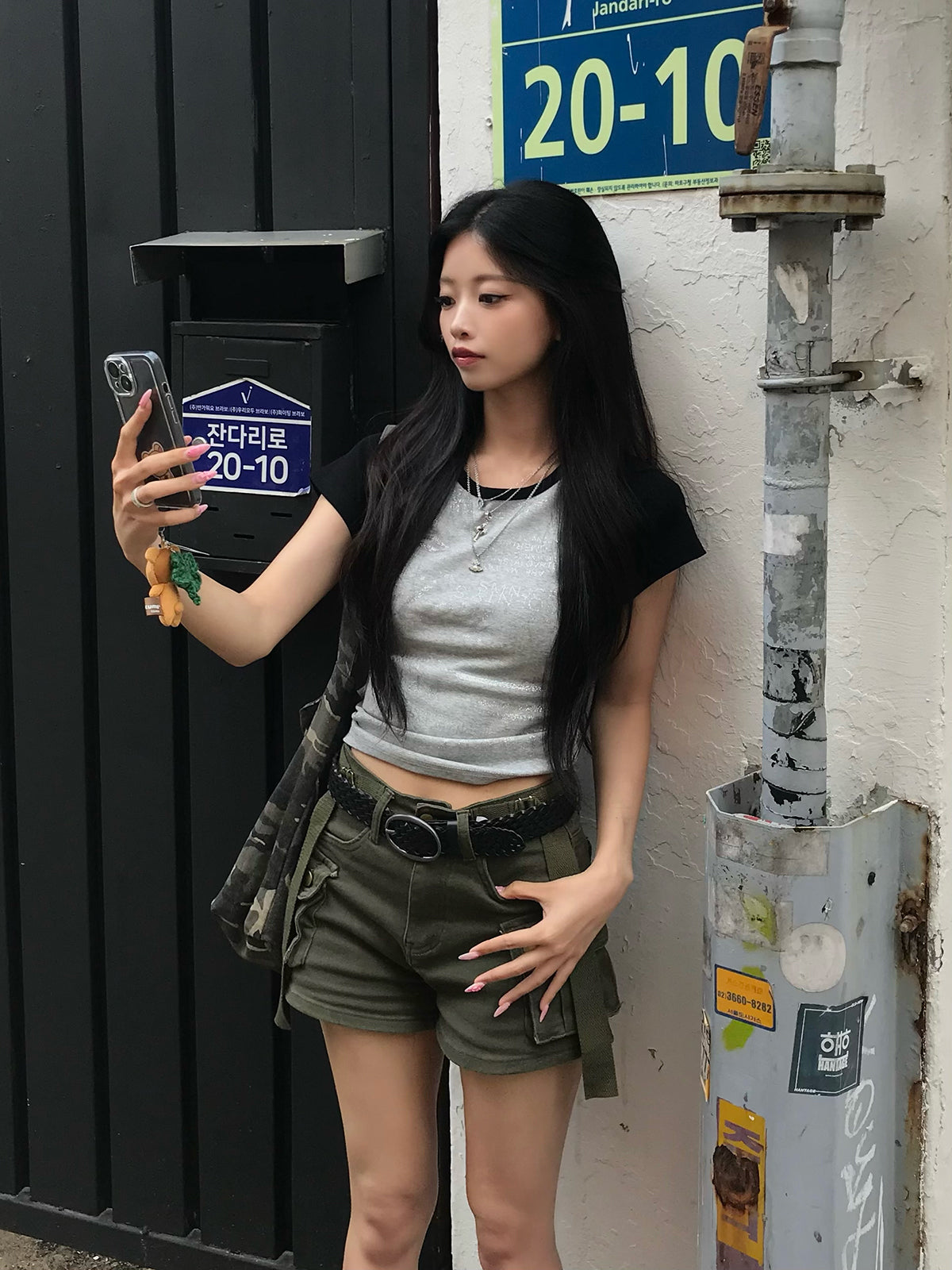 グリッターロゴラグランTシャツ