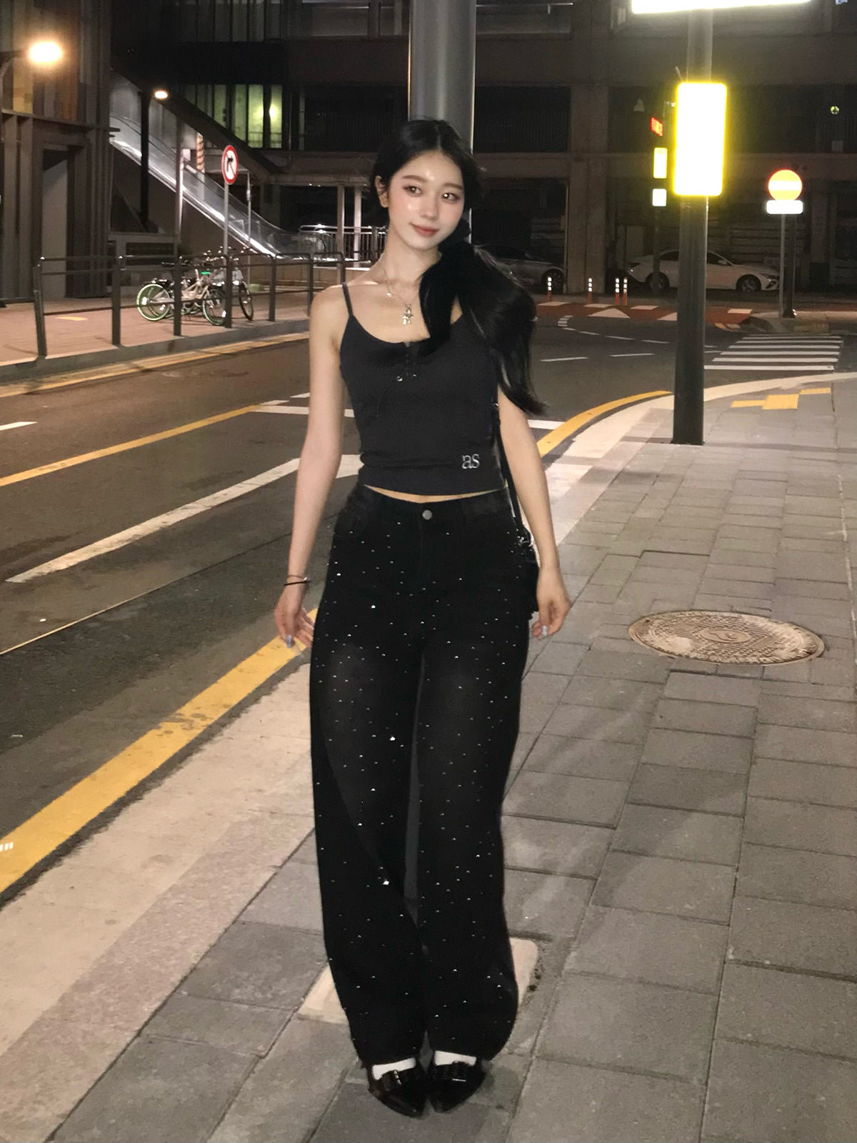ミックスストーンデニムパンツ