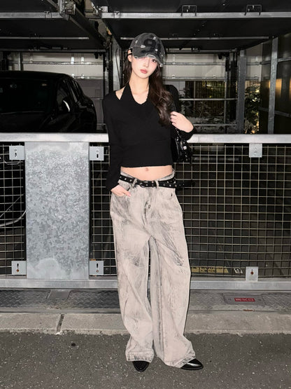 ホルターネックカシュクールニット