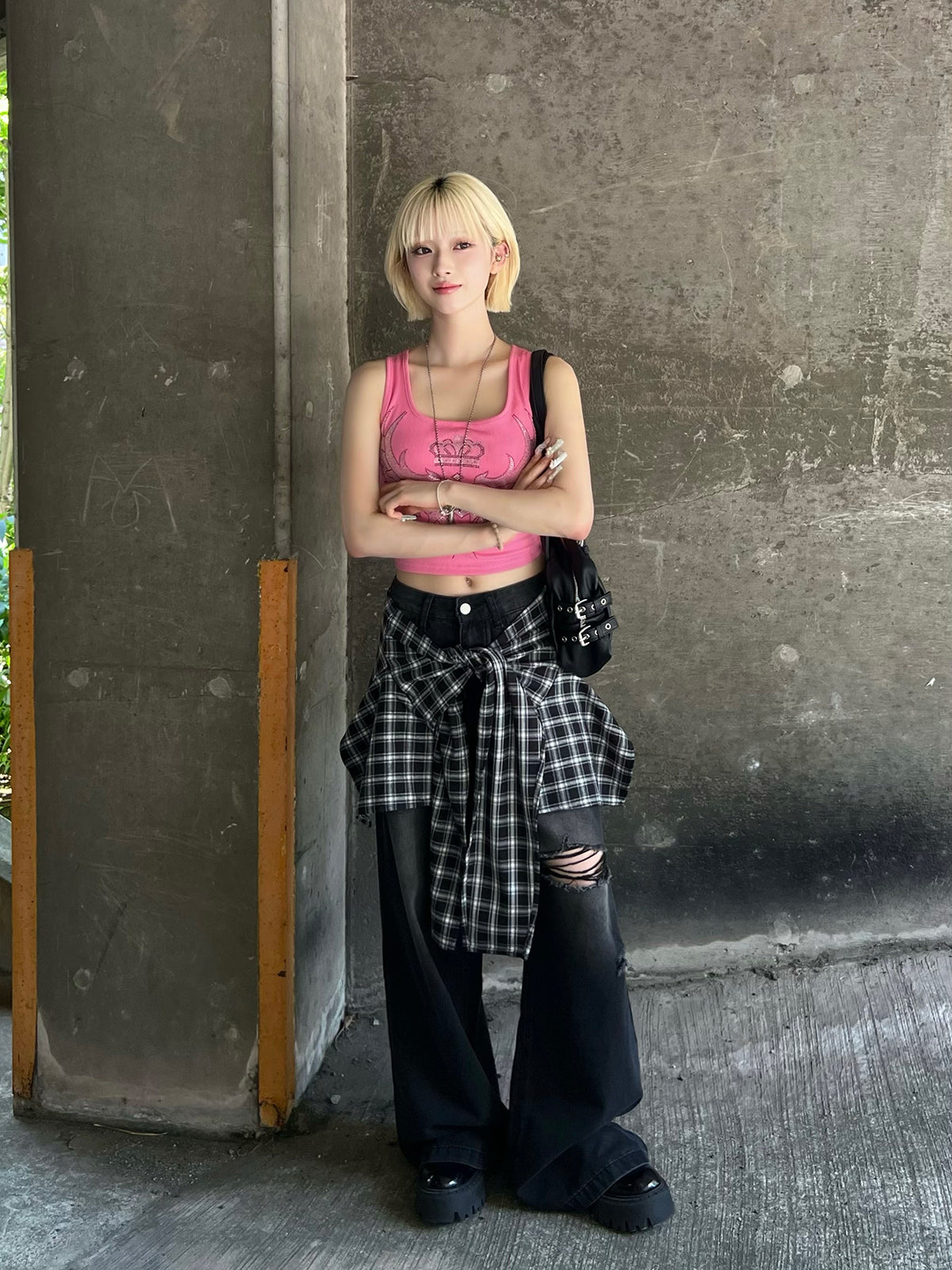 シャツラップデニムパンツ