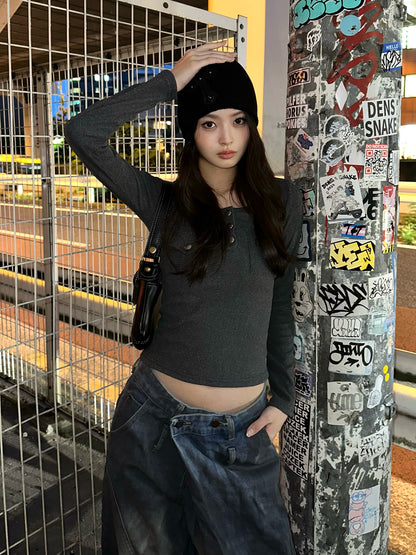 ヘンリーネックポケットリブカットソー