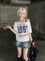 ワンショルスターナンバーTシャツ - ホワイト