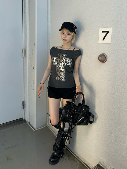 レオパードクロスカットソー