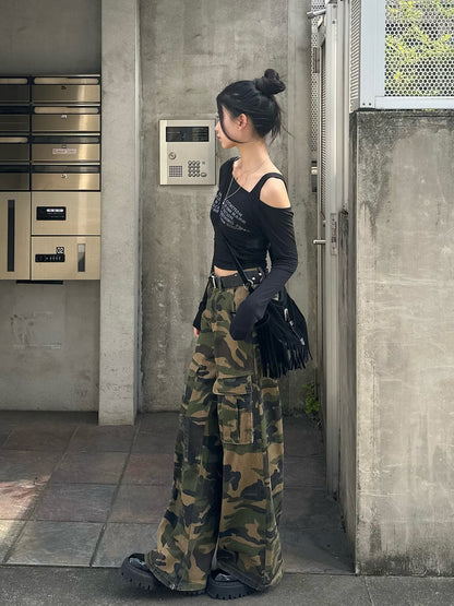 ミリタリーポケットカモフラデニムパンツ