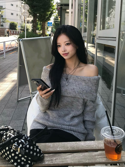 ミックスヤーンオフショルニット