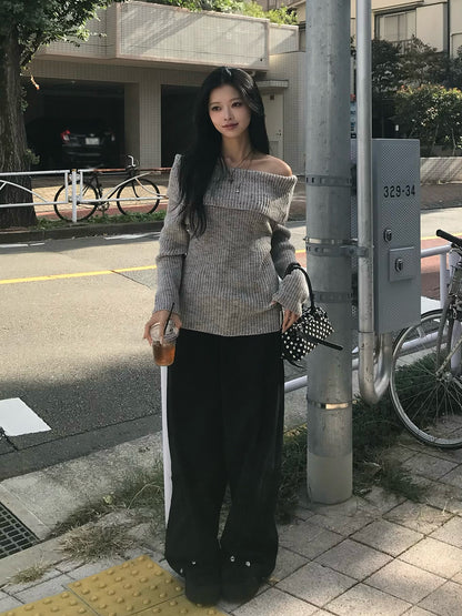 ミックスヤーンオフショルニット