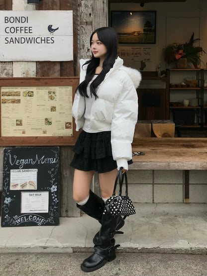 ダブルジップファータッチパデッドブルゾン