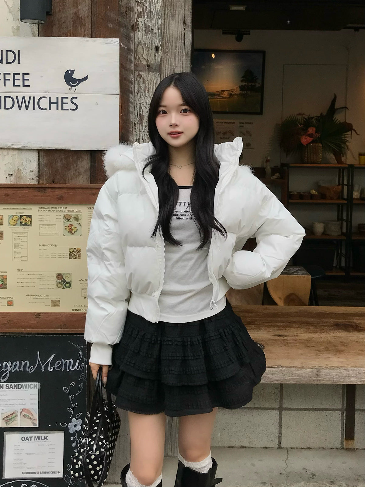 ダブルジップファータッチパデッドブルゾン