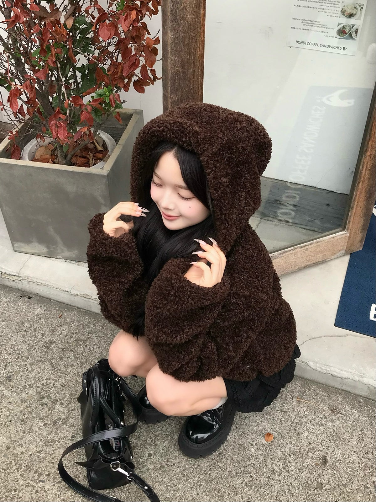 プードルファータッチボタンコート