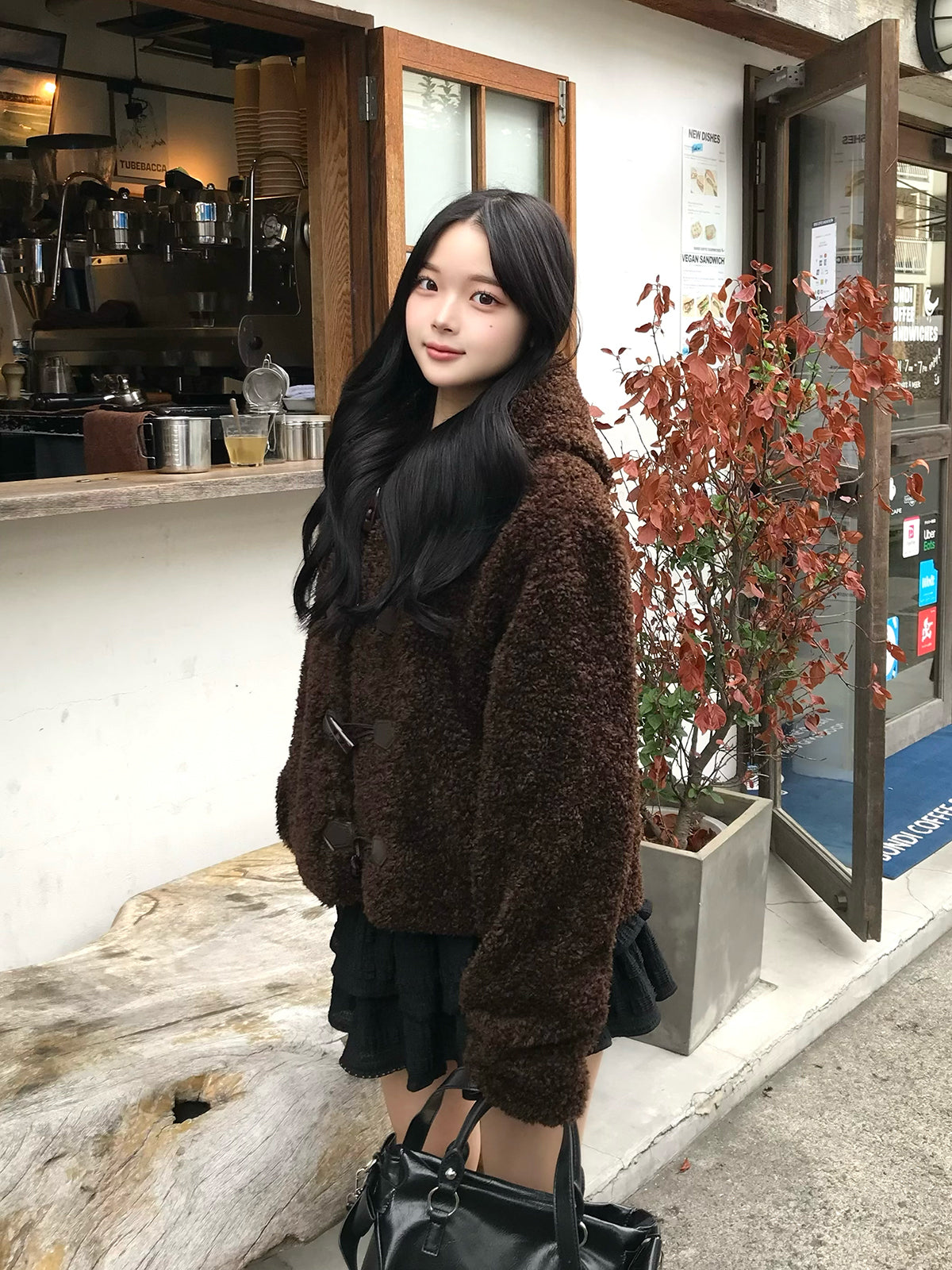 プードルファータッチボタンコート