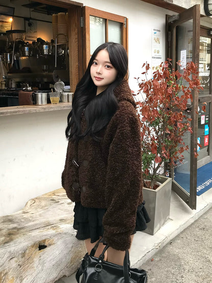 プードルファータッチボタンコート