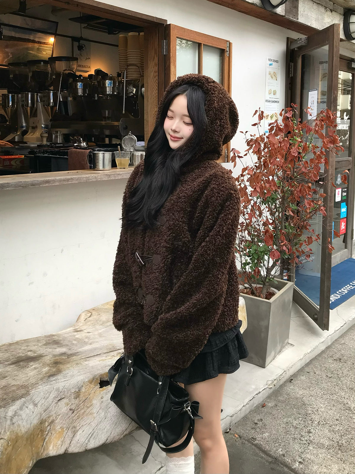 プードルファータッチボタンコート