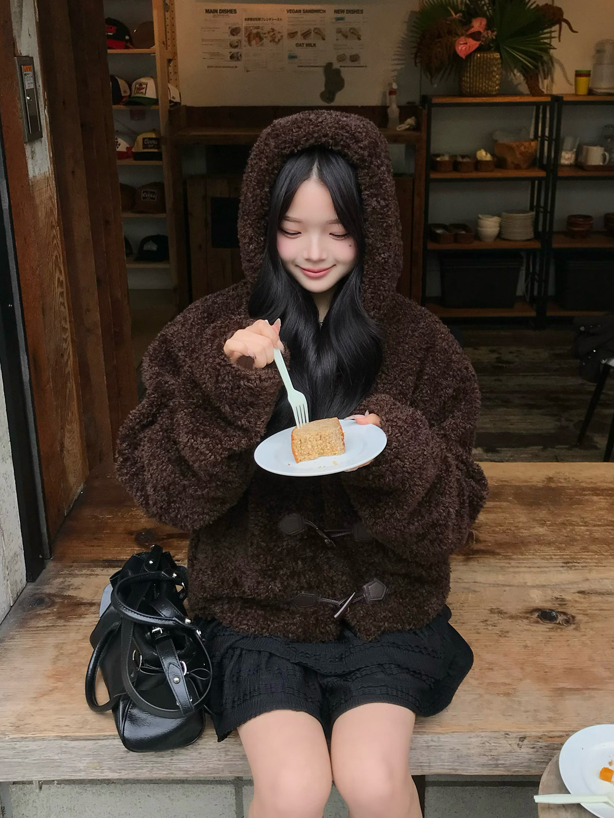 プードルファータッチボタンコート