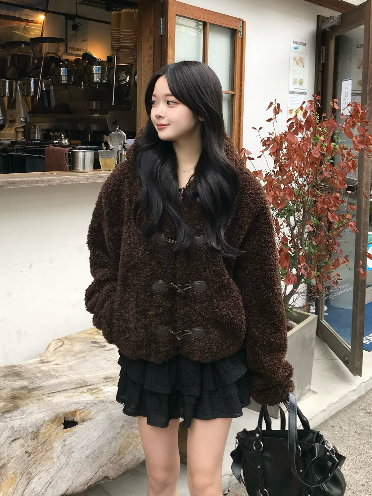 プードルファータッチボタンコート