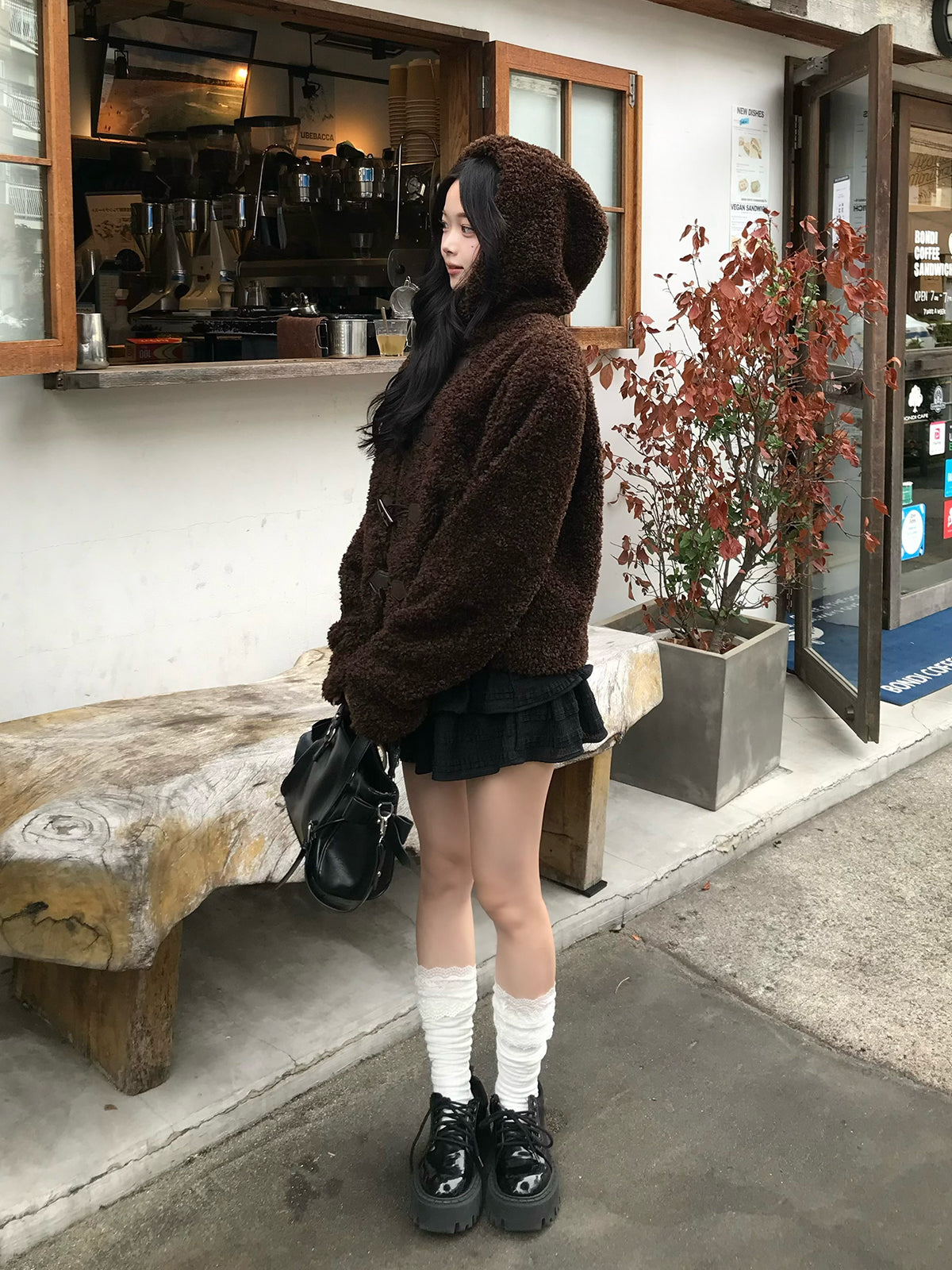 プードルファータッチボタンコート