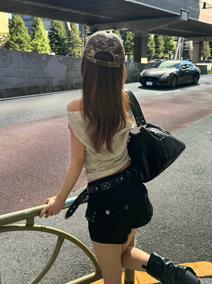 スタッズオフショルタイダイカットソー