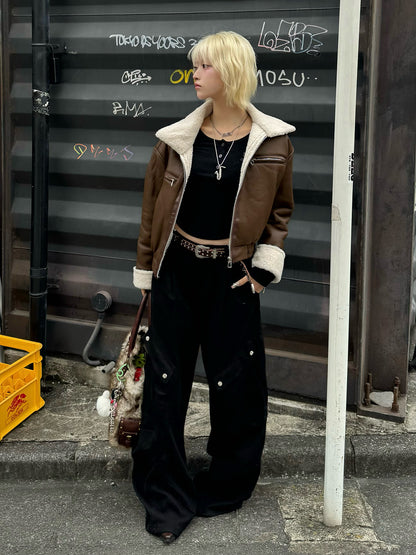 レザータッチボアジャケット