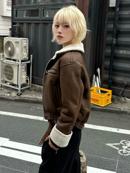 レザータッチボアジャケット