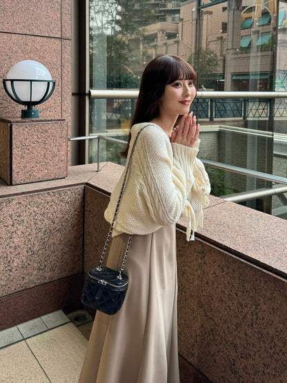 Ribbon Sleeve Knit Cardigan