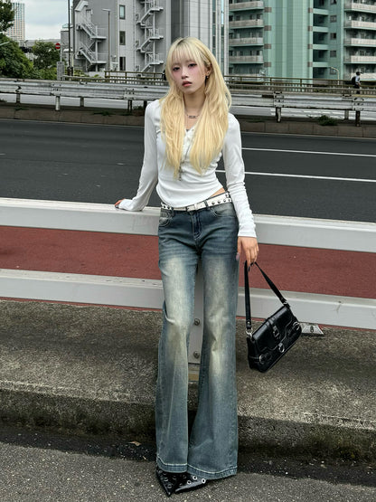 ウォッシングセミフレアデニムパンツ