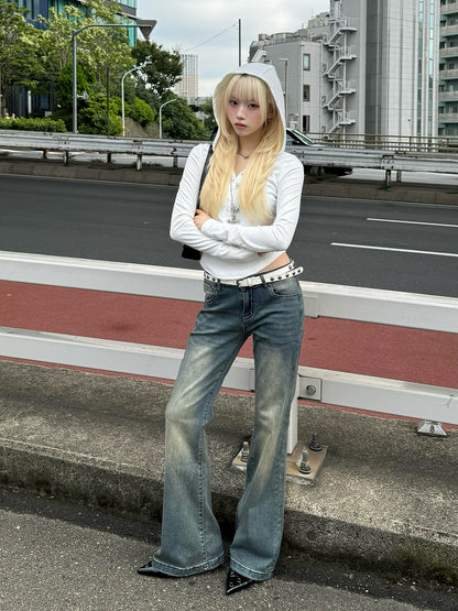 ウォッシングセミフレアデニムパンツ