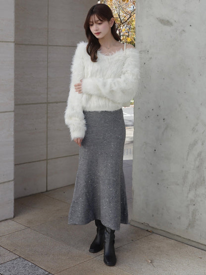 ラメスパンコールマーメイドニットスカート