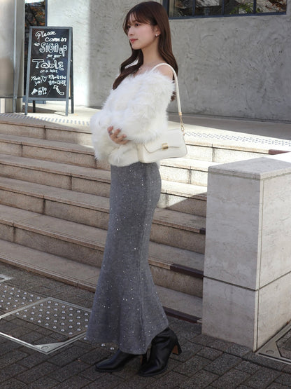 ラメスパンコールマーメイドニットスカート