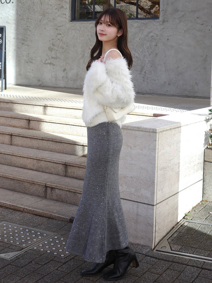 ラメスパンコールマーメイドニットスカート