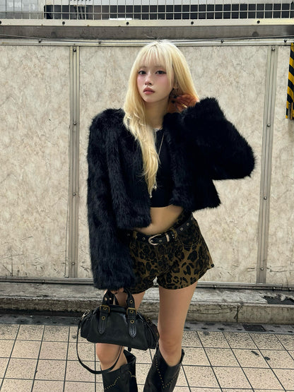 ノーカラーファーライクコート