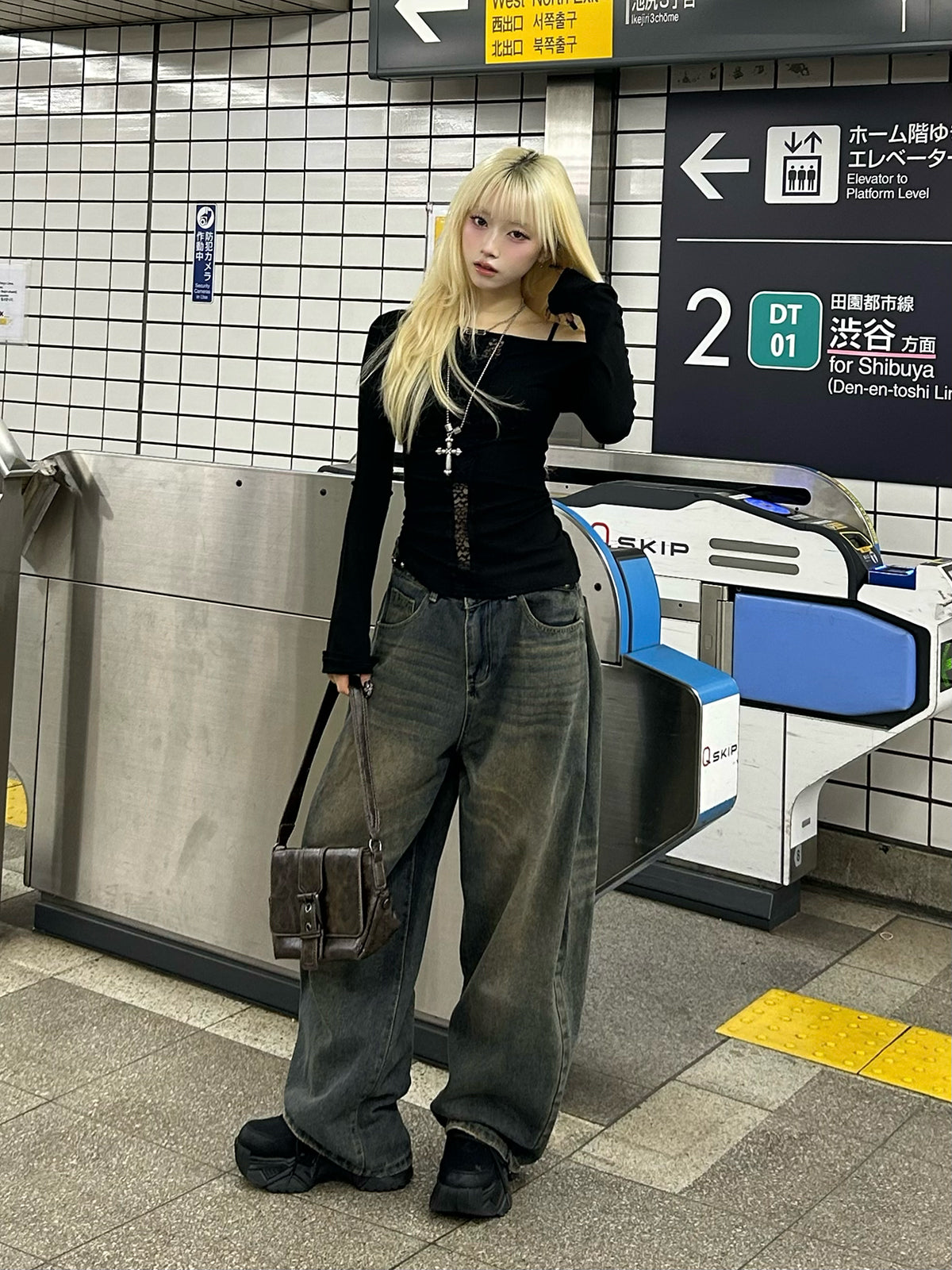 ヴィンテージブラウンウォッシュデニムパンツ