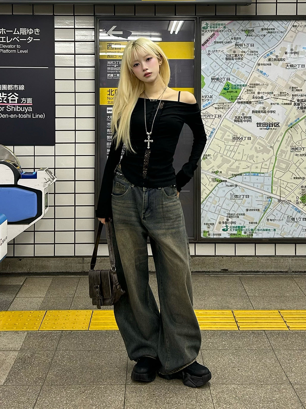 ヴィンテージブラウンウォッシュデニムパンツ